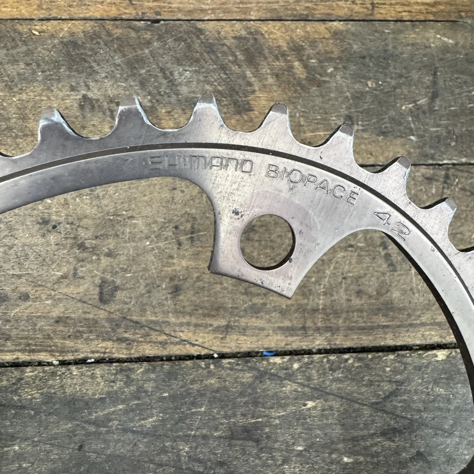 Vintage Shimano Biopace 42T Chainring 130 BCD 5-Bolt Road Bike Japan Oval 1980s - Image 2 of 4