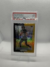 Panini Prizm Deca Lamar Jackson #20 Black Gold Shimmer Prizm /8 PSA Ravens