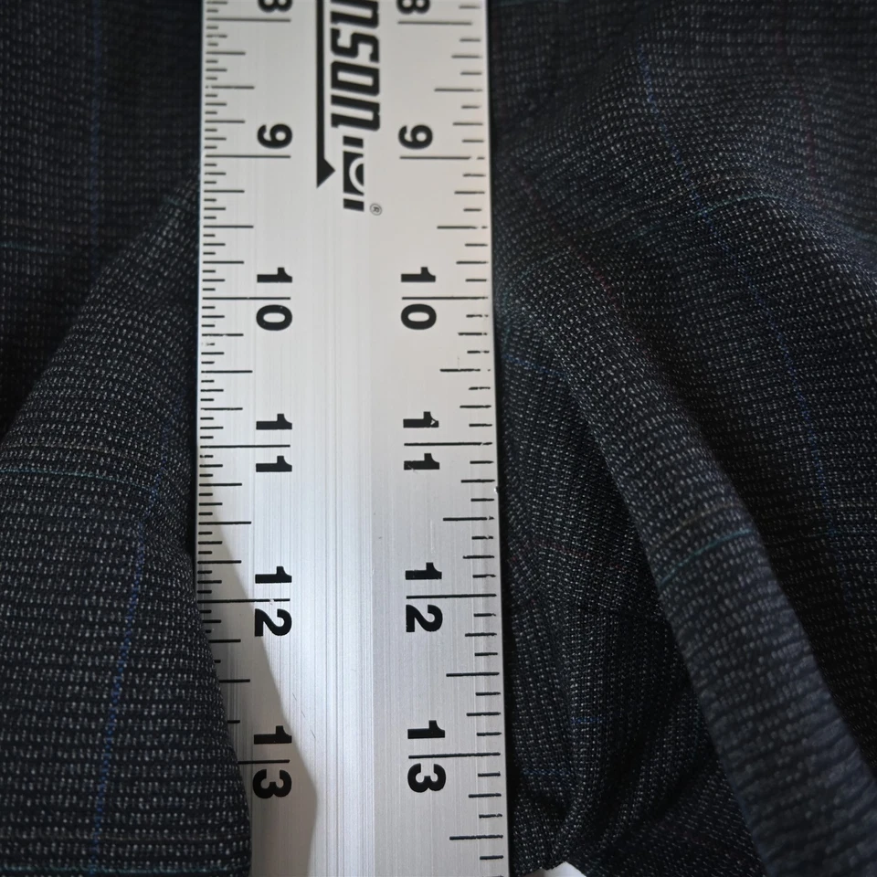 Calça de ombro natural plissada cintura alta vintage feita nos EUA Corbin 31x32 azul cinza - Imagem 3 de 4