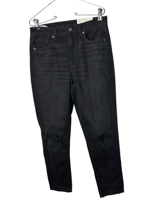 American Eagle 29 8 Long Mom Jean Comfort stretch waist band black distressing