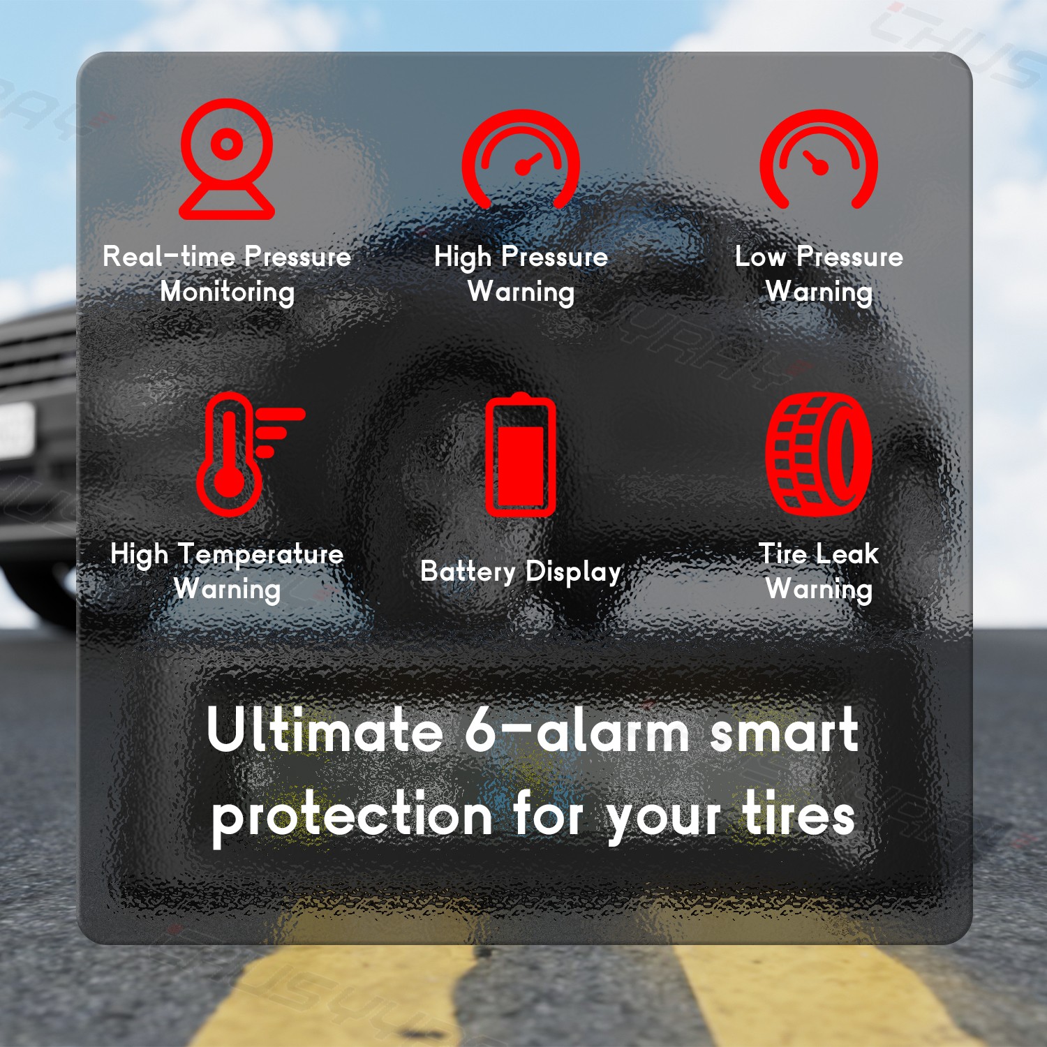 Wireless TPMS Car Tire Tyre Pressure Monitoring System With 4 Internal Sensors