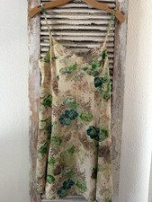 B5 Anthropologie HD Paris Watercolor Floral Silk Dress Cream & Green Sz 00