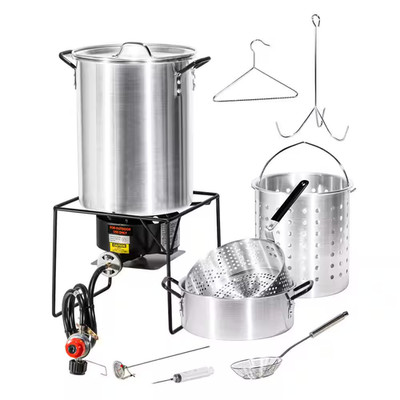 4-In-1 30 Qt. Turkey Fryer and 10 Qt. Fish Fryer Boiler Steamer Set with 37,000