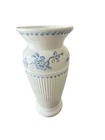 Fenton Adam's Rib Milk Glass Blue Flower Handpainted Vase signed