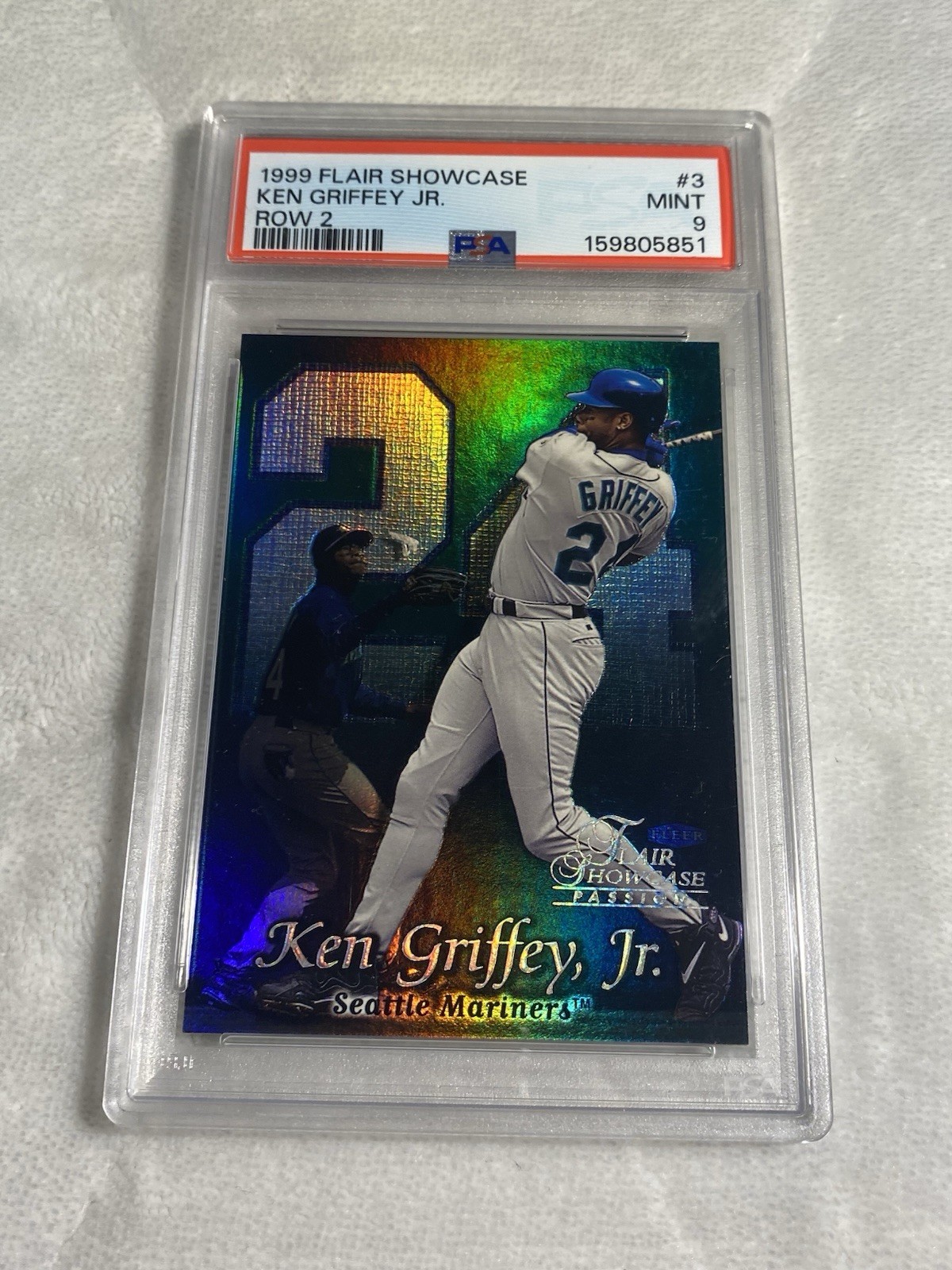 1999 Flair Showcase Row 2 (Passion) #3 Ken Griffey Jr Graded PSA 9 Mint Mariners view 2