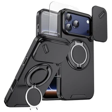 For iPhone 17 Pro Max 17 Pro Rugged Shockproof Magnetic Case w Ring Camera Cover