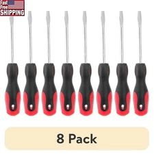8 Pack Slotted Screwdriver 1/4in Comfort Grip Ergonomic Durable Rust Resistant