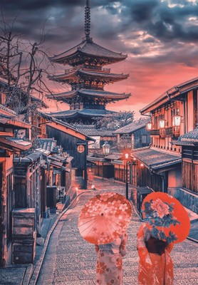 Puzzle (500 T.) Abend in Kyoto (Clementoni) NEU/OVP