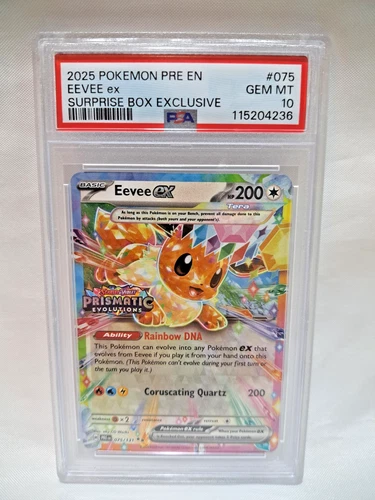 2025 Pokemon Pre En-Prismatic Evolutions #075 Eevee Ex Surprise Box PSA 10
