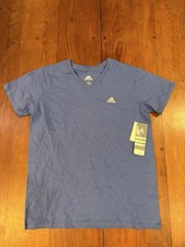 Adidas Perfomance Women Regular Fit Tshirt V Neck Small Blue 100 Cotton New