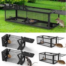 2-Pack Rat Traps Humane Live Mouse Vole Trap Cage for Indoors and Outdoors-Black