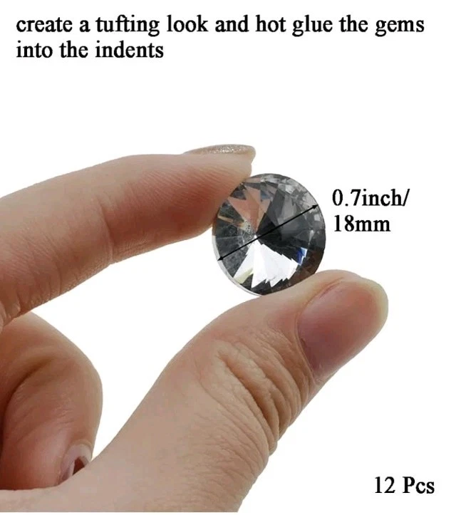 Crystal Bling 12 Psc. UPHOLSTERY BUTTONS WITH RING 18 mm/0.7" - Image 3 of 4