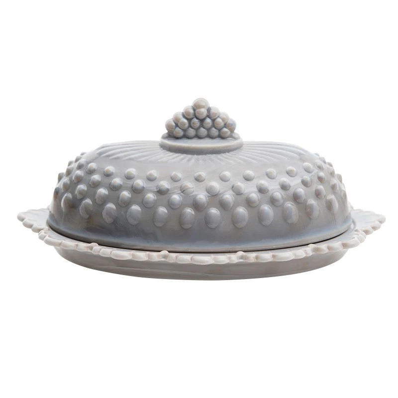 Mosser Glass USA Stick Butter Dish Gigi Collection Marble Gray