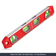 WORKPRO 12 Inch Magnetic Torpedo Level | Aluminum Frame, 4 Bubbles with Pitch Vi