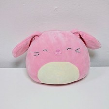 Squishmallows Bop Pink Smooth Bunny Rabbit Closed Eyes Soft Plush Toy 7.5”