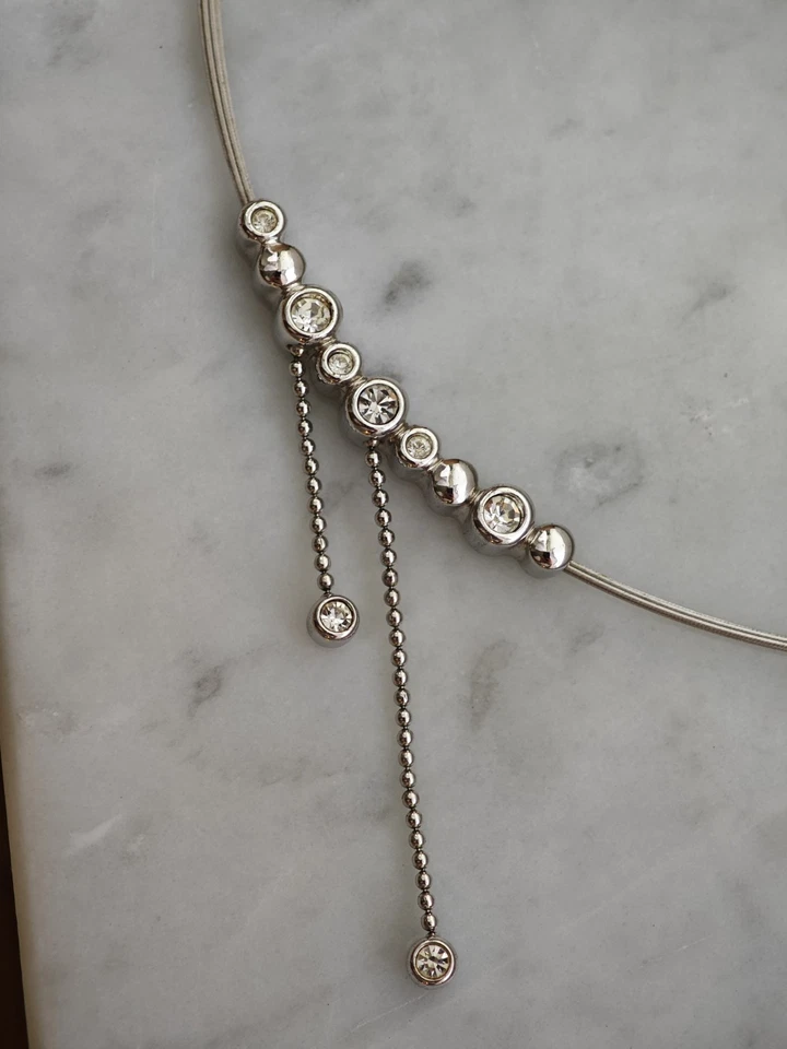 Pierre Lang Collier Halsreif Silber Steinchen Elegant - Bild 2 von 4