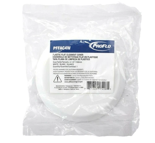 ProFlo Plastic 4-1/4" Flat Access Cleanout Cut Off Cover Plate White PFFAC4W - Picture 1 of 8