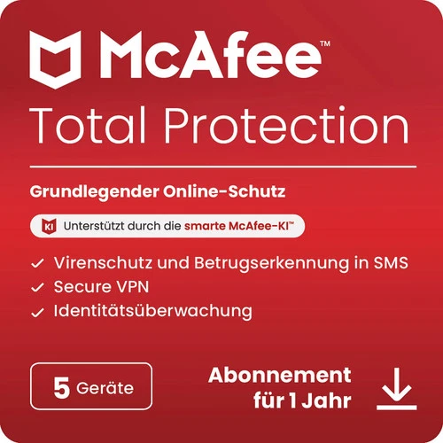 McAfee Total Protection 5 Geräte 1 Jahr PC/Mac/Android/iOS ESD