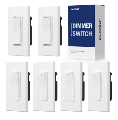 ELEGRP Slide Dimmer Light Switch for 300W Dimmable LED/CFL Light and 600W 6 Pack