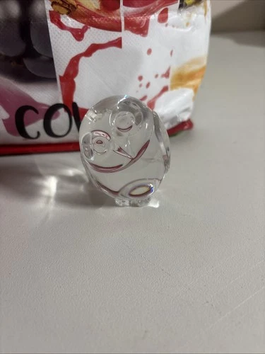 Vintage STEUBEN Crystal Art Glass Signed Owl Hand Cooler Paperweight, NR