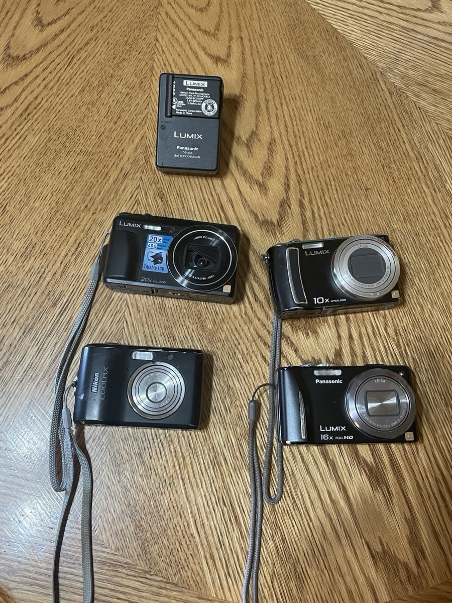3 Panasonic LUMIX & 1 Nikon Coolpix Cameras for Parts Or Repair As