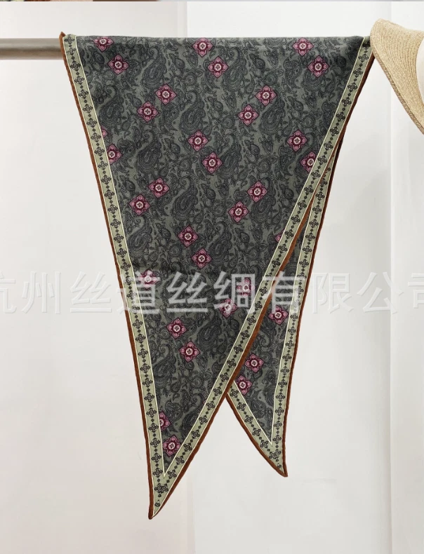 70% Cashmere 30% Silk Scarf Bandana Shawl 130X45cm Neckerchief Flower Print new