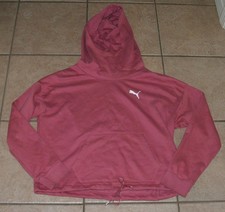 PUMA Dusty Rose Sz Large Cropped Hoodie Logo Sweatshirt Front Pocket NEW NWOT