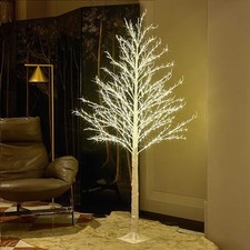 Pre Lit Tree 6FT 690 Fairy Lights Plug in,Twig Tree with Lights for 6ft White