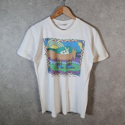 Vintage Stedman Sandra Willard Folk Art Bunny Horse 90s T-Shirt Men Medium White