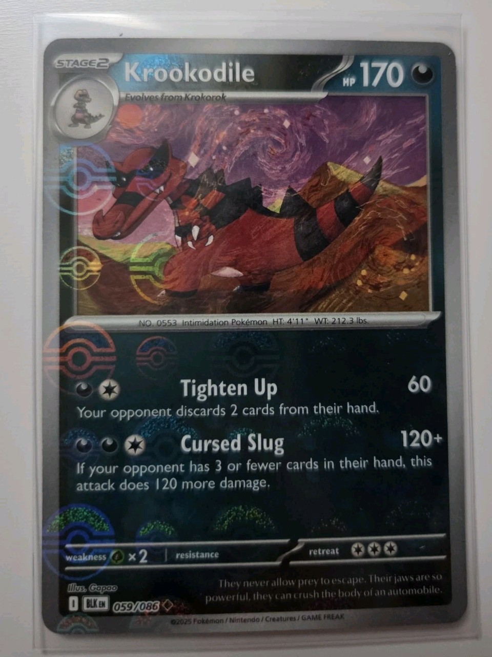 Pokémon Black Bolt Krookodile 059/086 (Pokeball Pattern) Holo NM