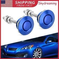 2x Push Button Quick Release Hood Bonnet Lock Pins Clip Bumper Latch Kit BULE