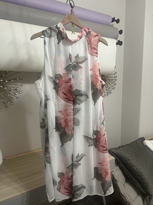 Easter Dress Spring Dress White With Pink Flowers Beautiful Chiffon  Loose Fit
