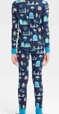 Unisex Kids Size 10 Hanukkah Pajamas Set Lions Print - Navy Blue 100 Cotton