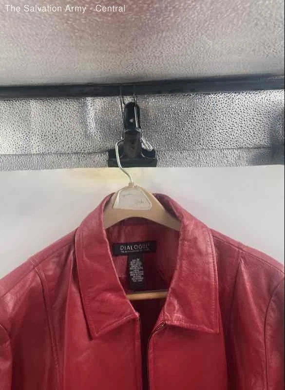 Dialogue Womens Red Leather Long Sleeve Collared Full-Zip Jacket Size 2X - Image 3 of 4
