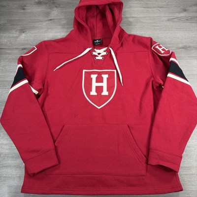 Harvard Crimson Hoodie Sweatshirt Mens Large Red NCAA Ice Hockey Colosseum