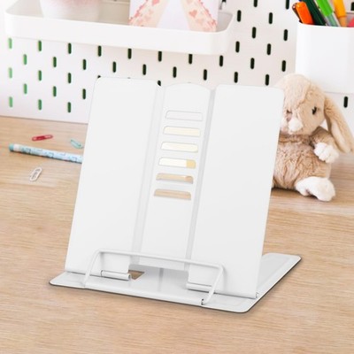 Honagu Small Book Stand Holder Metal Desk for Reading Hands White