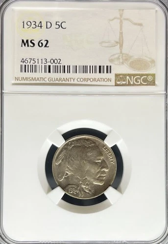 1934-D Buffalo Nickel MS62 NGC (#PA4675113002)