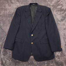 Brooks Brothers 346 Blazer Mens Navy 42 R Gold Buttons Worsted Wool Vintage