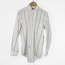 Saks Fifth Avenue Men's White Striped Cotton Button Down size 15-33 small medium