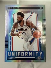 JOEL EMBIID 2021-22 PANINI CONTENDERS OPTIC SILVER PRIZM UNIFORMITY 76ERS SP