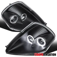 Fit 2000-2005 Mitsubishi Eclipse Black LED Halo Projector Headlights Lamps 00-05