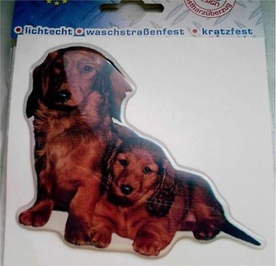 3-D Aufkleber Dackel Dachshund Teckel mit Welpen Hund Dog