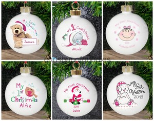 personalised christmas baubles first christmas