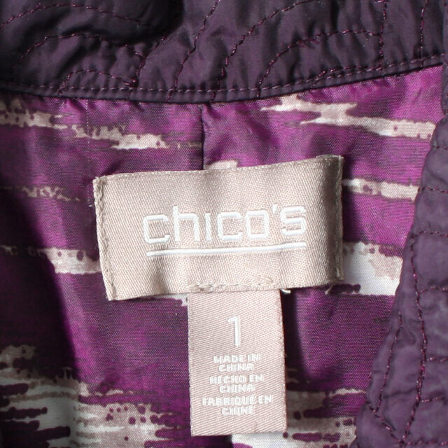Chico's 1 Purple Quilted Pockets Full Zip Lined C… - image 2