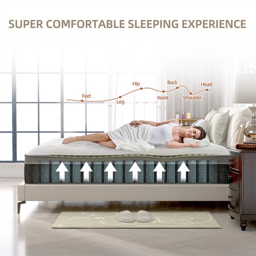 12" 14" 10" Twin Full Queen King Mattress Hybrid Memory Foam Spring Bed In A Box - Picture 8 of 12