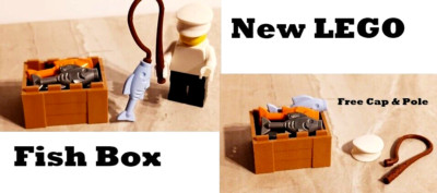 Lego Fish Box New LEGO Fishing Set Captains Hat Pole Crate FISH BOX Lot of 3 Fish ...