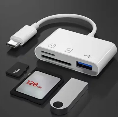 USB C 3 in 1 Adapter TF CF SD Memory Card Reader Writer Compact Flash USB-C - Afbeelding 7 van 24