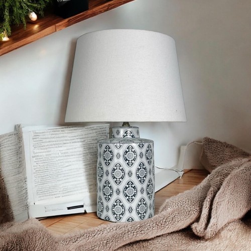Große florale Keramik Tischlampe Plissee Schirm orientalisch Vogel Flur Leuchte 64 cm - Bild 2 von 8