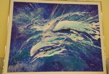 Paul Pletke (1901-1982), Original Dolphin's Oil Painting, 60 x 48 Wall Mural