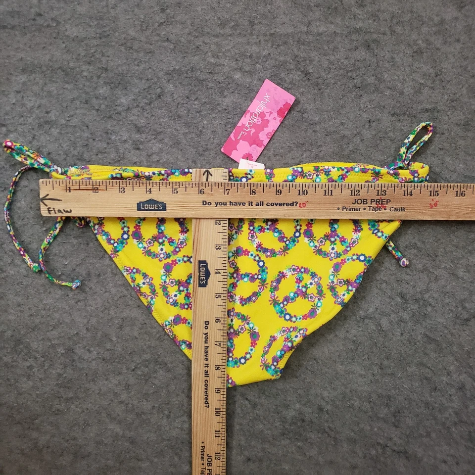NEW Xhilaration Bikini Bottoms Girls XL Extra Large Yellow Peace Sign Swim Suit - Image 4 of 4